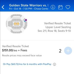 Warriors ticket for Friday’s game